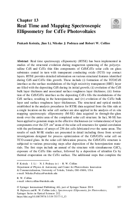 (PDF) Real Time and Mapping Spectroscopic Ellipsometry for CdTe ...