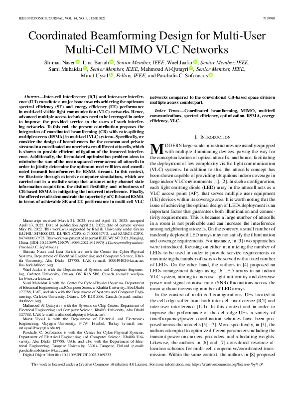(PDF) Coordinated Beamforming Design for Multi-User Multi-Cell MIMO VLC ...