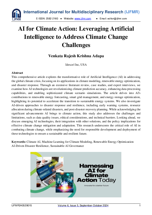 (PDF) AI FOR CLIMATE ACTION: LEVERAGING ARTIFICIAL INTELLIGENCE TO ...