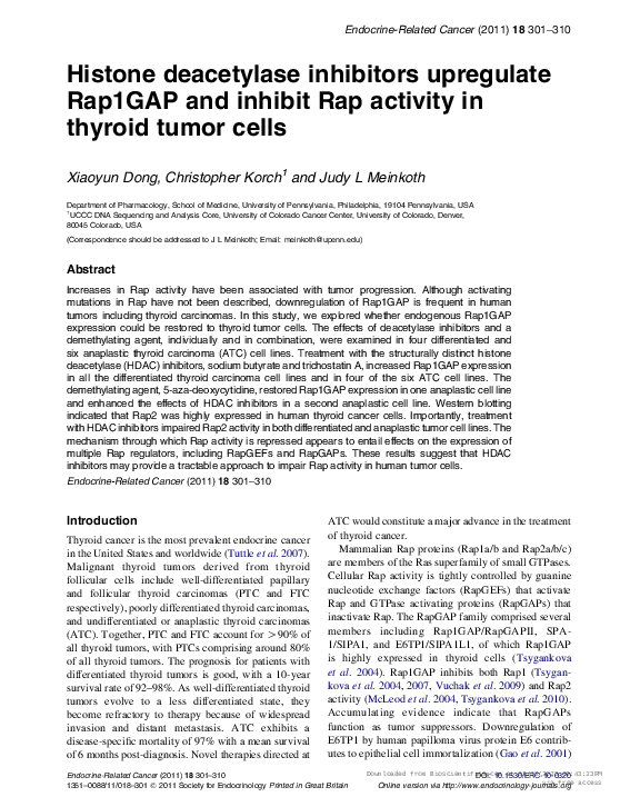 (PDF) Histone deacetylase inhibitors upregulate Rap1GAP and inhibit Rap ...