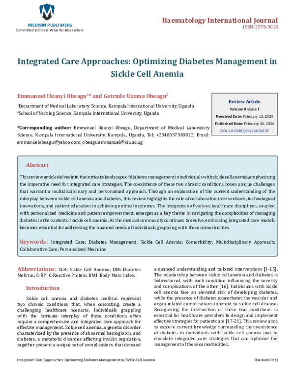 (PDF) Integrated Care Approaches: Optimizing Diabetes Management in ...