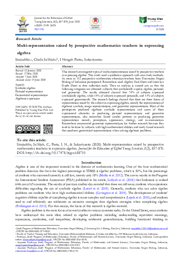 (PDF) Multi-representation raised by prospective teachers in expressing ...