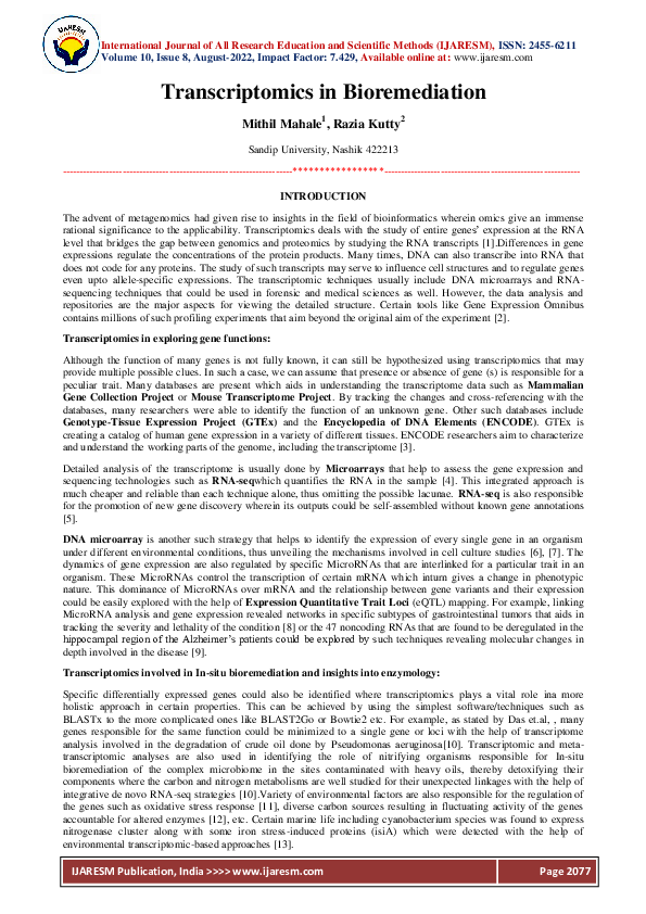 (PDF) Transcriptomics book chapter