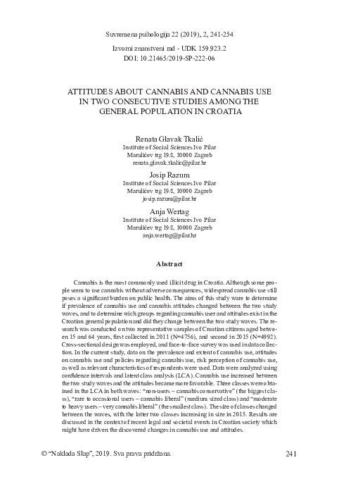 (PDF) Attitudes About Cannabis and Cannabis Use in Two Consecutive ...