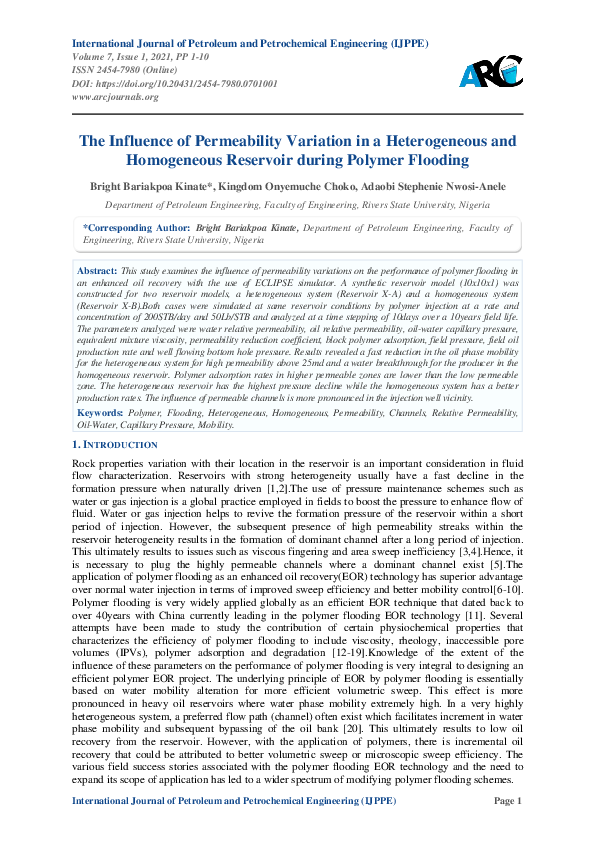 (PDF) The Influence of Permeability Variation in a Heterogeneous and ...