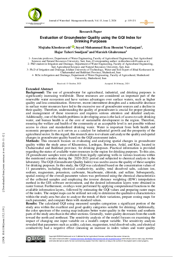 (PDF) Evaluation of Groundwater Quality using the GQI Index for ...