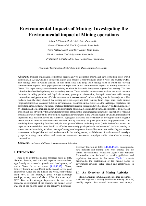 (PDF) Investigating the Environmental impact of Mining operations