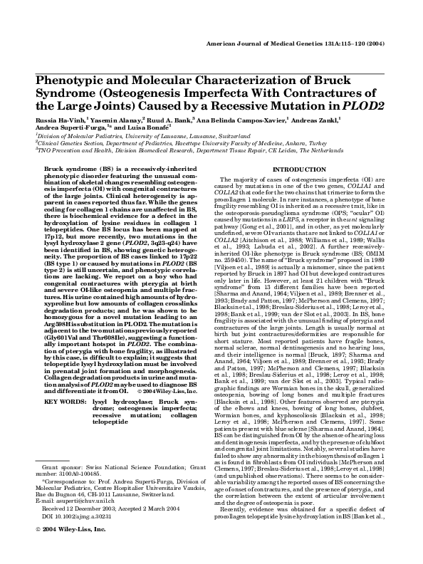 (PDF) Phenotypic and molecular characterization of Bruck syndrome ...