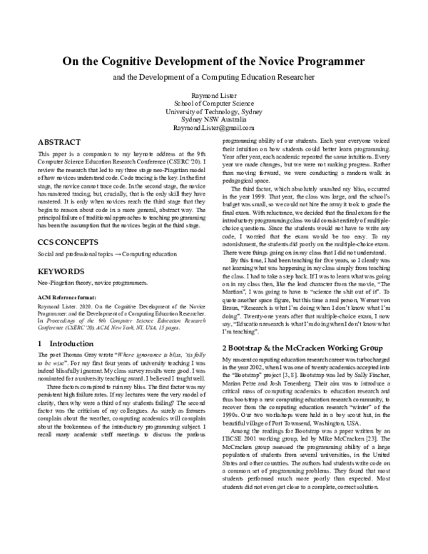 (PDF) Proceedings of the 7th Computer Science Education Research Conference