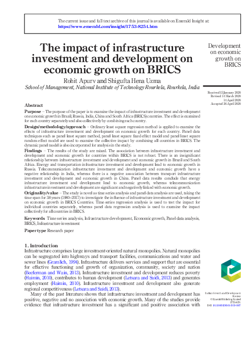 (PDF) The impact of infrastructure investment and development on ...