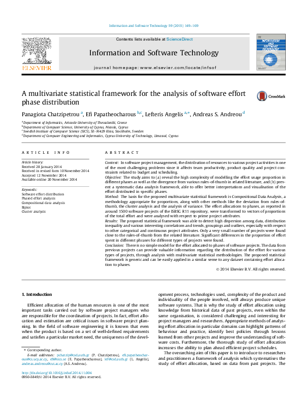 (PDF) A multivariate statistical framework for the analysis of software ...