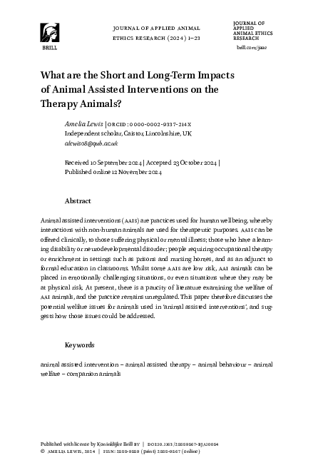 (PDF) What Are the Short and Long Term Impacts of Animal Assisted ...