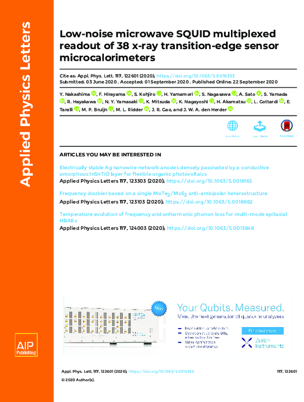 (PDF) Low-noise microwave SQUID multiplexed readout of 38 x-ray ...