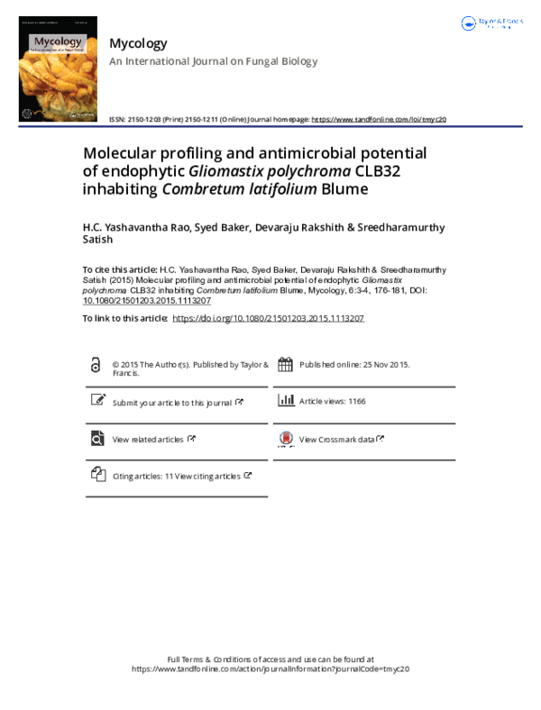 (PDF) Molecular profiling and antimicrobial potential of endophytic ...