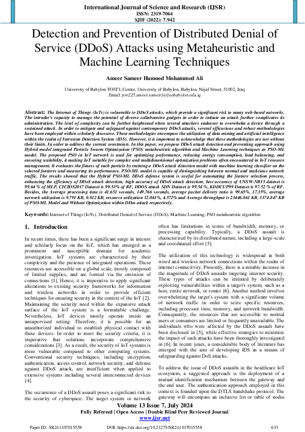 (PDF) Detection and Prevention of Distributed Denial of Service (DDoS ...