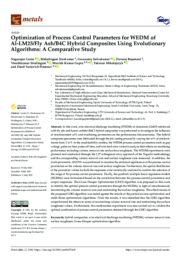 (PDF) Optimization of Process Control Parameters for WEDM of Al-LM25 ...