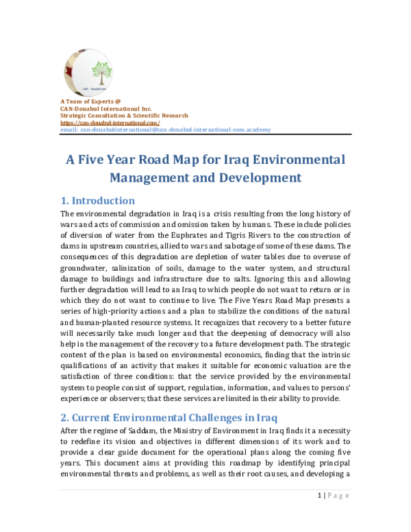 (PDF) A Five-Year Road Map for Iraq Environmental Management and ...