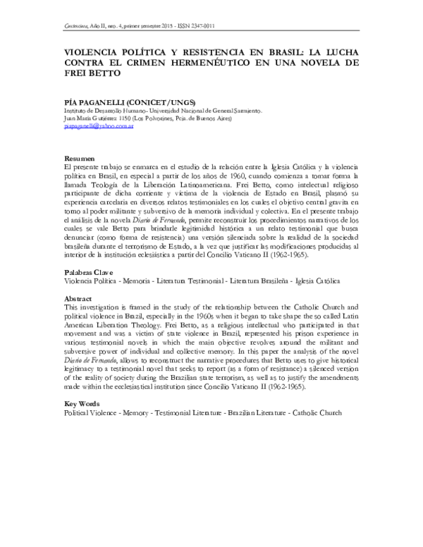 (PDF) Violencia Política y Resistencia en Brasil: La Lucha Contra El ...