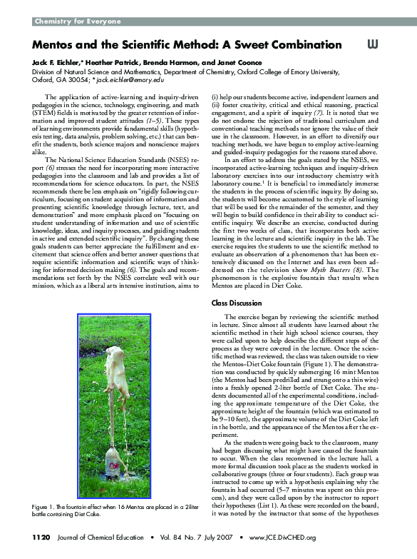 (PDF) Mentos and the Scientific Method: A Sweet Combination