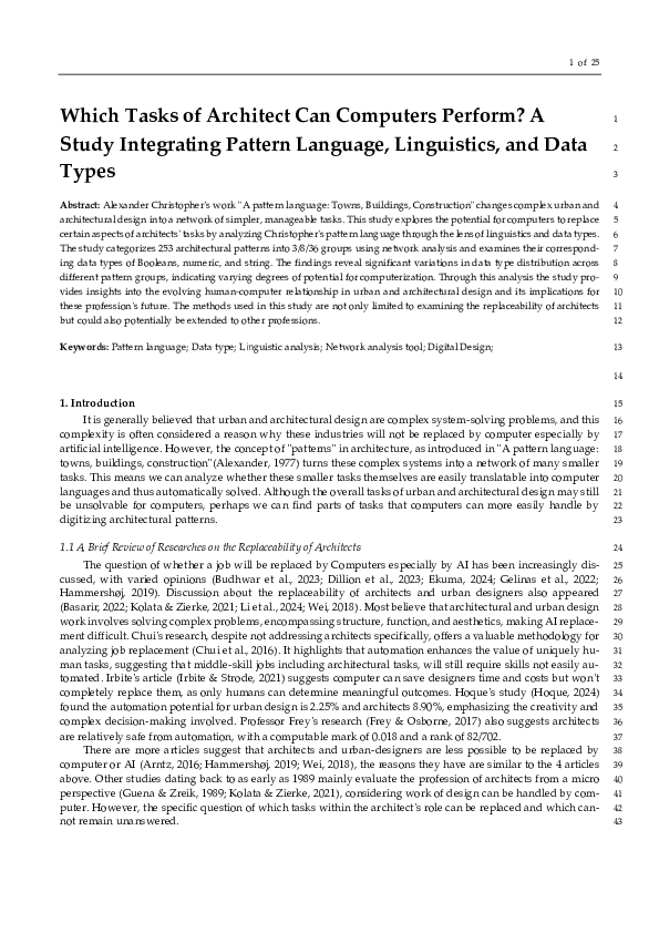 (PDF) Which Tasks of Architect Can Computers Perform? A Study ...