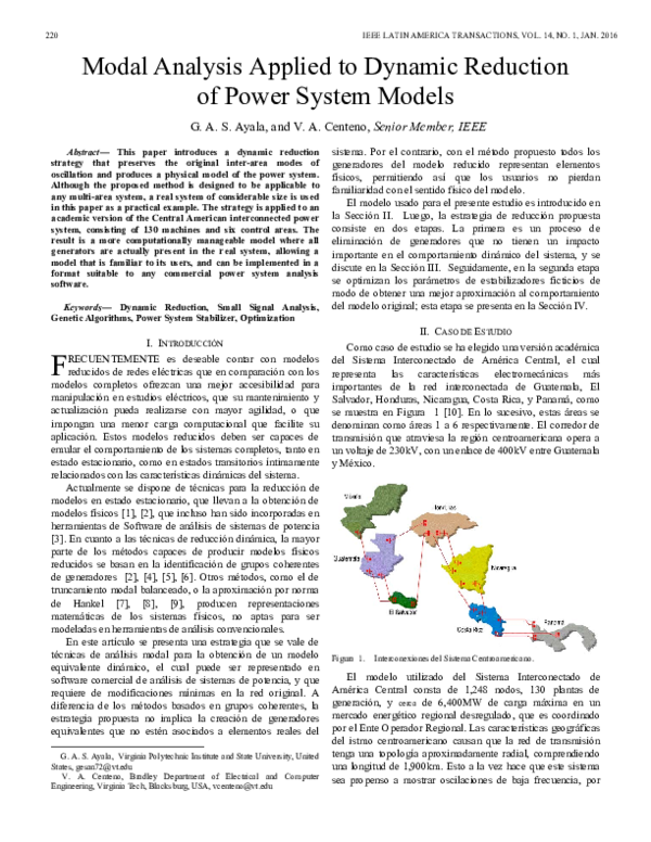 (PDF) Modal Analysis Applied to Dynamic Reduction of Power System Models