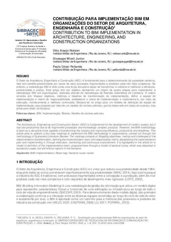 (PDF) Contribuição para implementação BIM em organizações do setor de ...