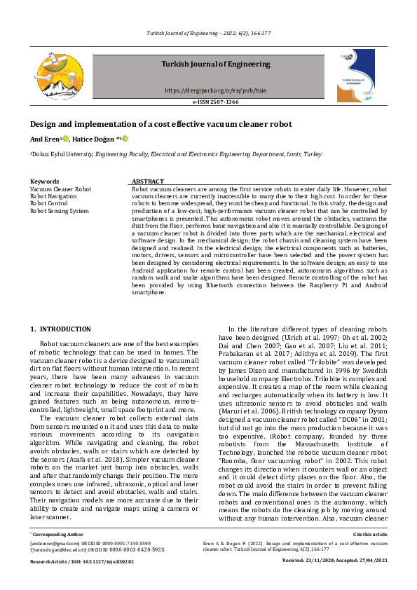 (PDF) Design and implementation of a cost effective vacuum cleaner robot