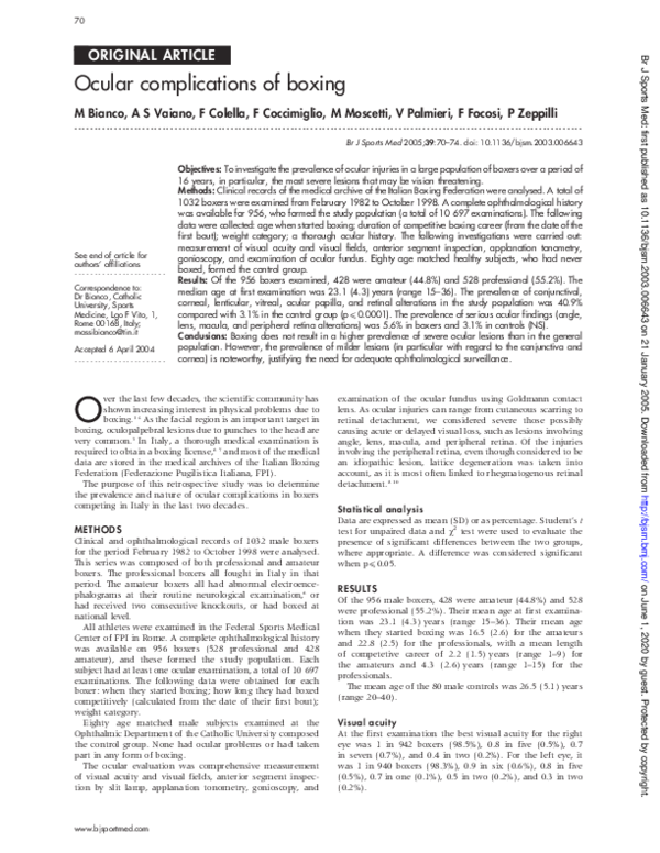(PDF) Ocular complications of boxing * Commentary