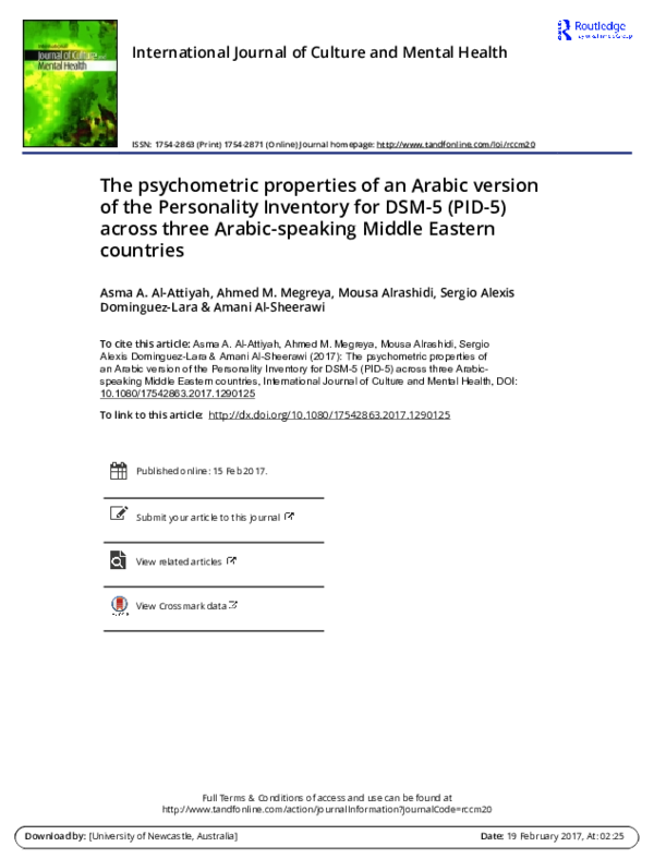 (PDF) Psychometric properties of the Arabic version of Physical ...