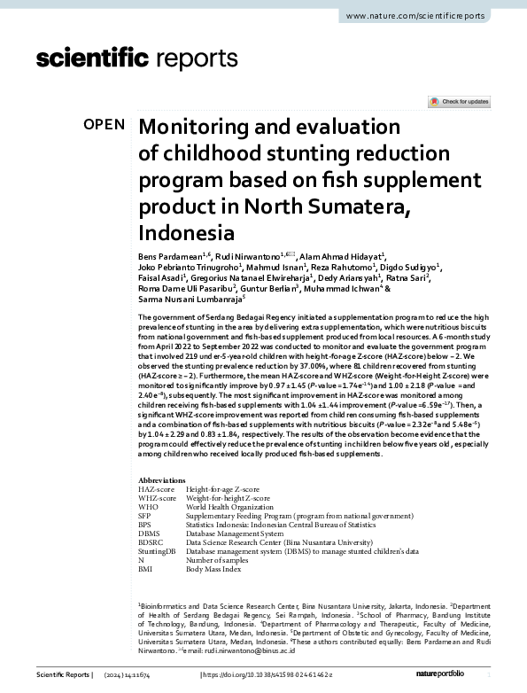 (PDF) Monitoring and evaluation of childhood stunting reduction program ...