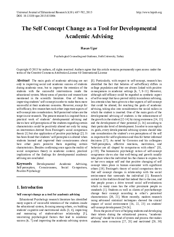 (PDF) The Self Concept Change as a Tool for Developmental Academic Advising