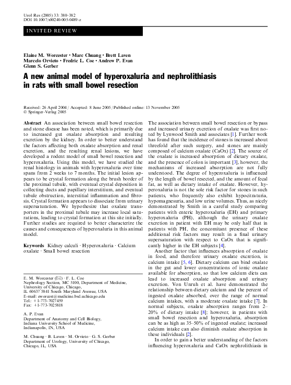 (PDF) A new animal model of hyperoxaluria and nephrolithiasis in rats ...