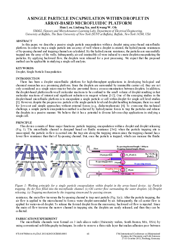 (PDF) A Single Particle Encapsulation Within Droplet in Array-Based ...