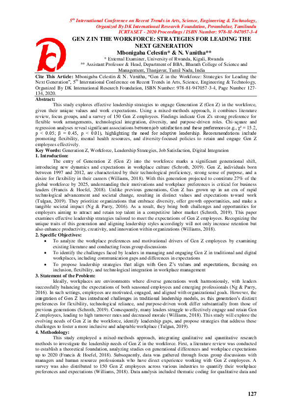 (PDF) GEN Z IN THE WORKFORCE: STRATEGIES FOR LEADING THE NEXT GENERATION