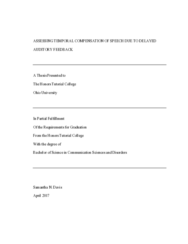 (PDF) Assessing temporal compensation of speech due to delayed auditory ...