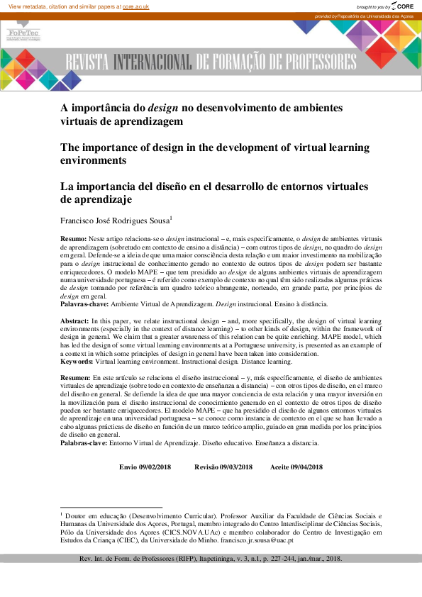 (PDF) The importance of design in the development of virtual learning ...