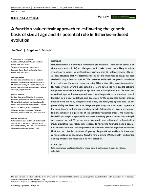 (PDF) A function‐valued trait approach to estimating the genetic basis ...
