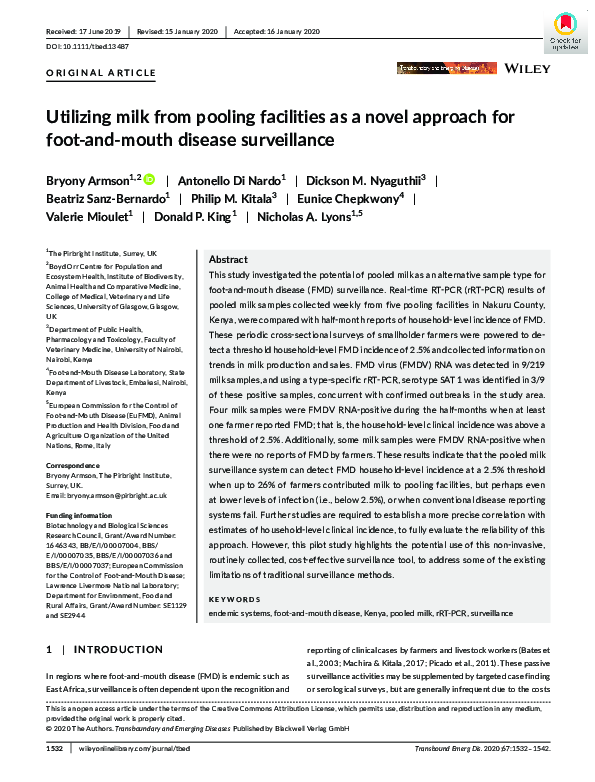 (PDF) Utilizing milk from pooling facilities as a novel approach for ...