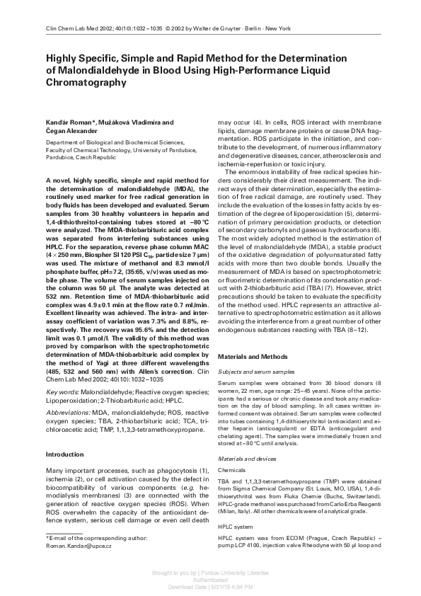 (PDF) Highly Specific, Simple and Rapid Method for the Determination of ...