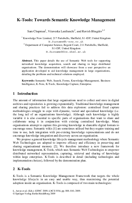 (PDF) K-Tools: Towards Semantic Knowledge Management