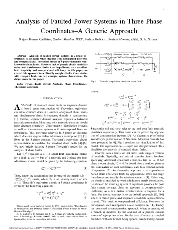 (PDF) Analysis of faulted power systems in three phase coordinates - a ...