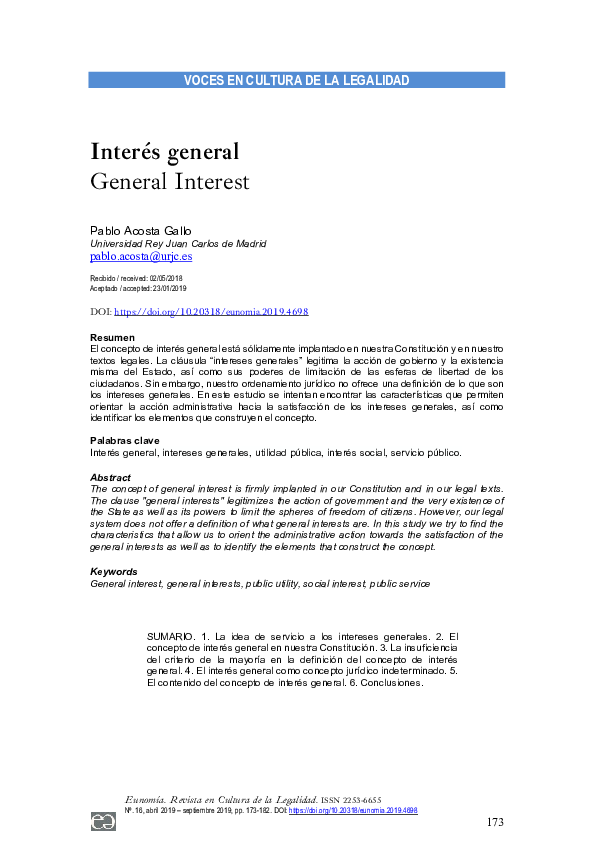 (PDF) Interés general = General Interest