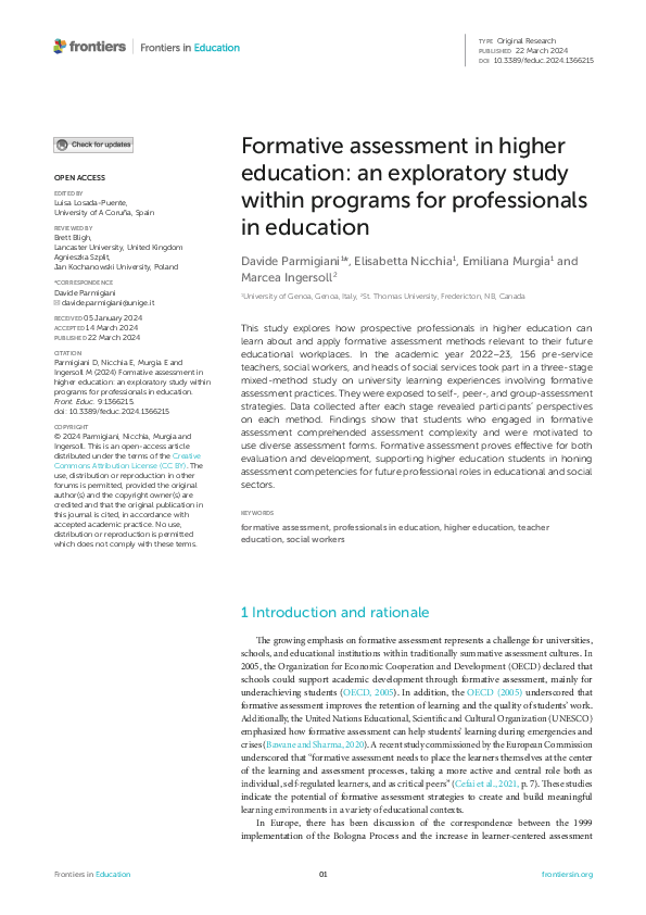 (PDF) Formative assessment in higher education: an exploratory study ...