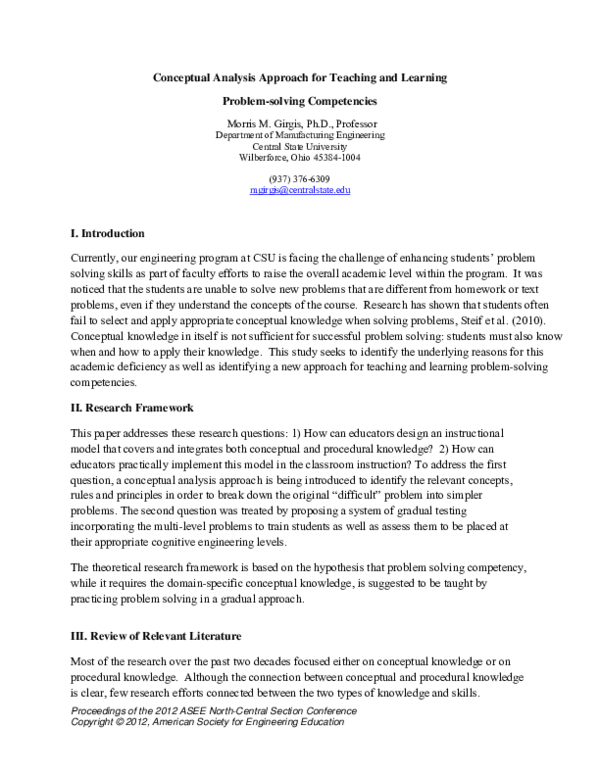 (PDF) Conceptual Analysis Approach for Teaching and Learning Problem ...