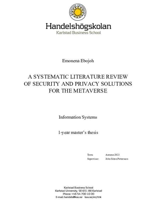 (PDF) A systematic literature review of security and privacy solutions ...