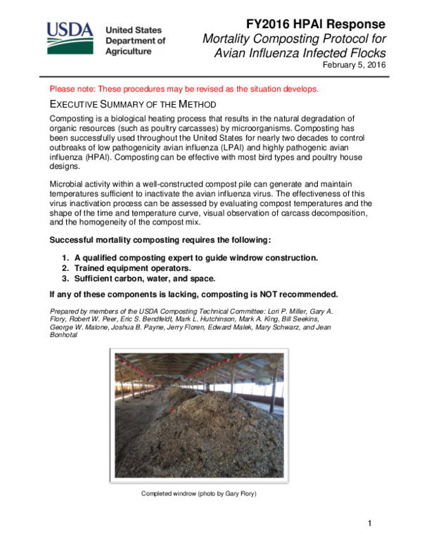 (PDF) Mortality Composting Protocol for Avian Influenza Infected Flocks ...