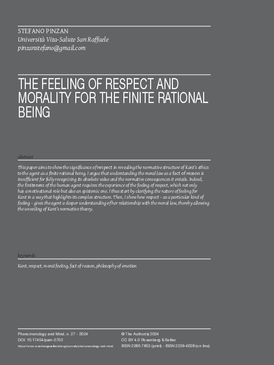 (PDF) The Feeling of Respect and Morality for the Finite Rational Being