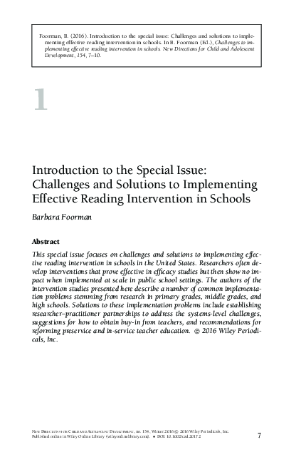 (PDF) Introduction to the Special Issue: Challenges and Solutions to ...