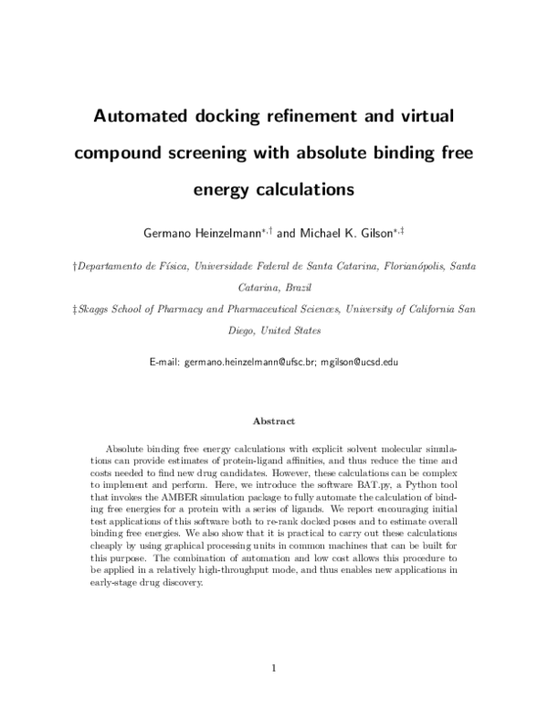 (PDF) Automated docking refinement and virtual compound screening with ...