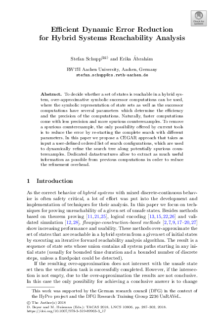 (PDF) Efficient Dynamic Error Reduction for Hybrid Systems Reachability ...